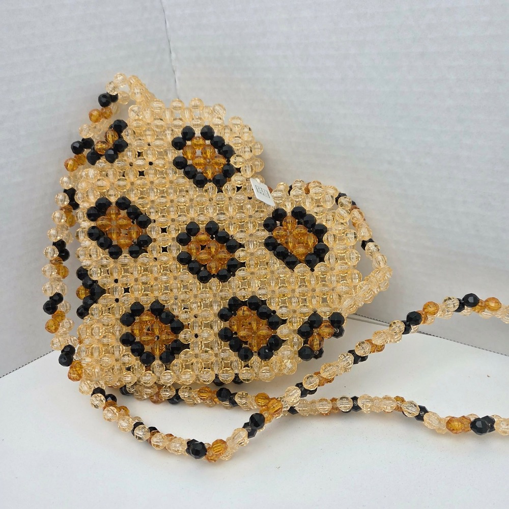 NWT Susan Alexandra Beaded Leopard Heart Crossbody Bag‎